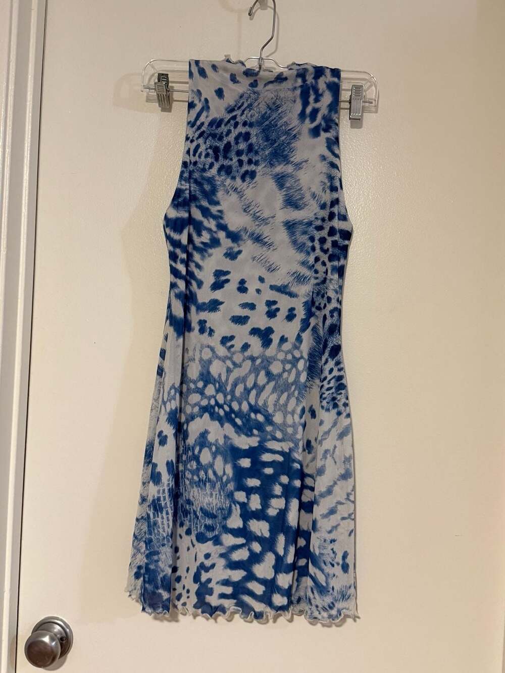 RESA Savannah Mini Dress Blue White Animal Print Size Small - Picture 7 of 8